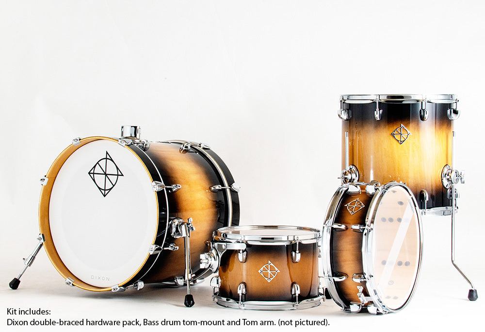 Dixon Fuse Maple 418 Series 4-Pce Drum Kit - Black Burst Gloss - Joondalup Music Centre