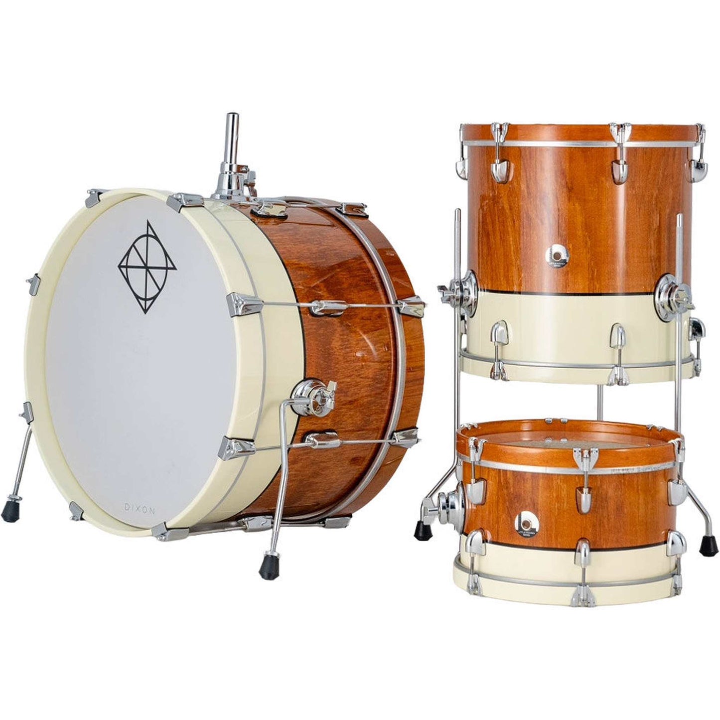 Dixon Little Roomer Select 3-Pce Drum Kit - Brown Natural/Pearl White Finish
