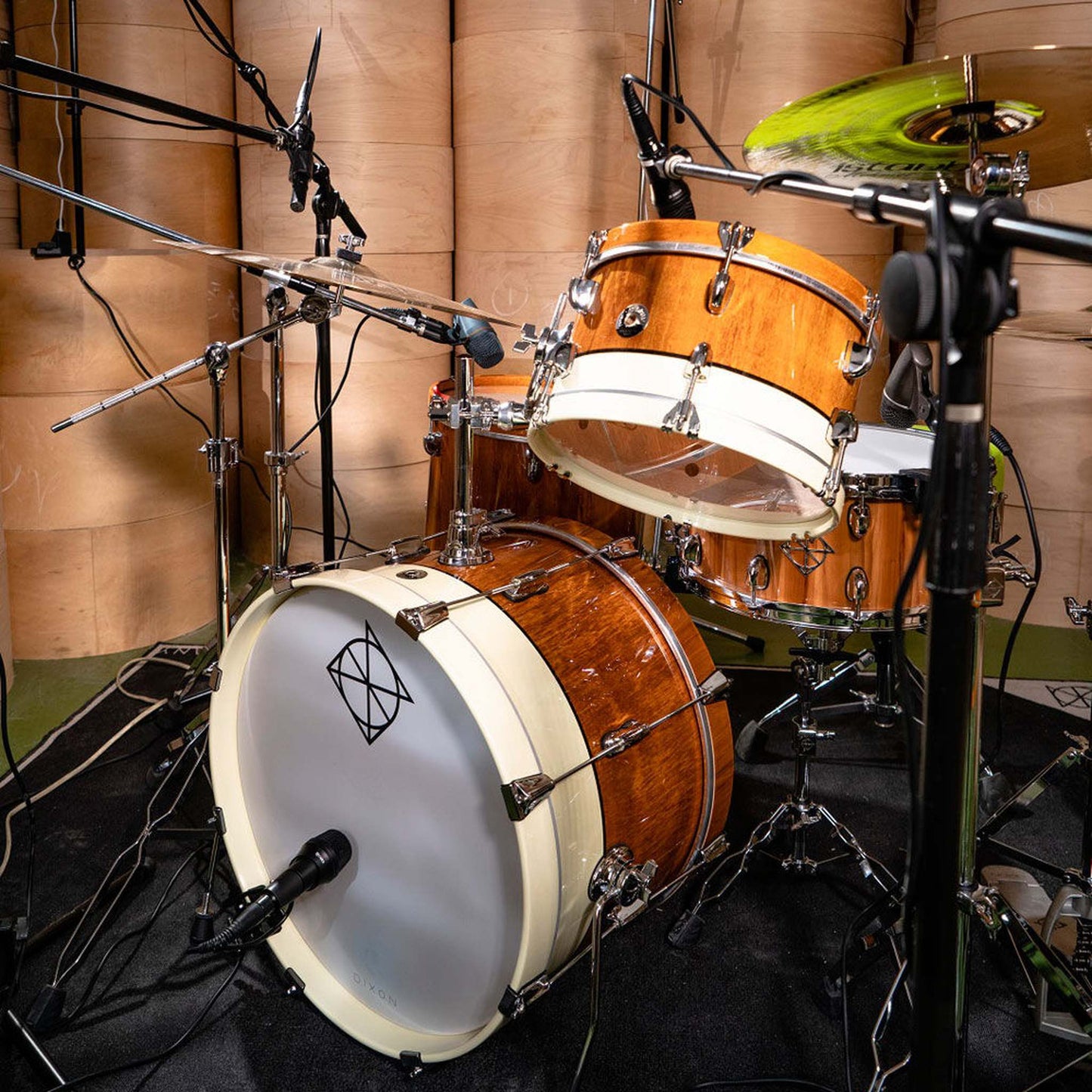 Dixon Little Roomer Select 3-Pce Drum Kit - Brown Natural/Pearl White Finish