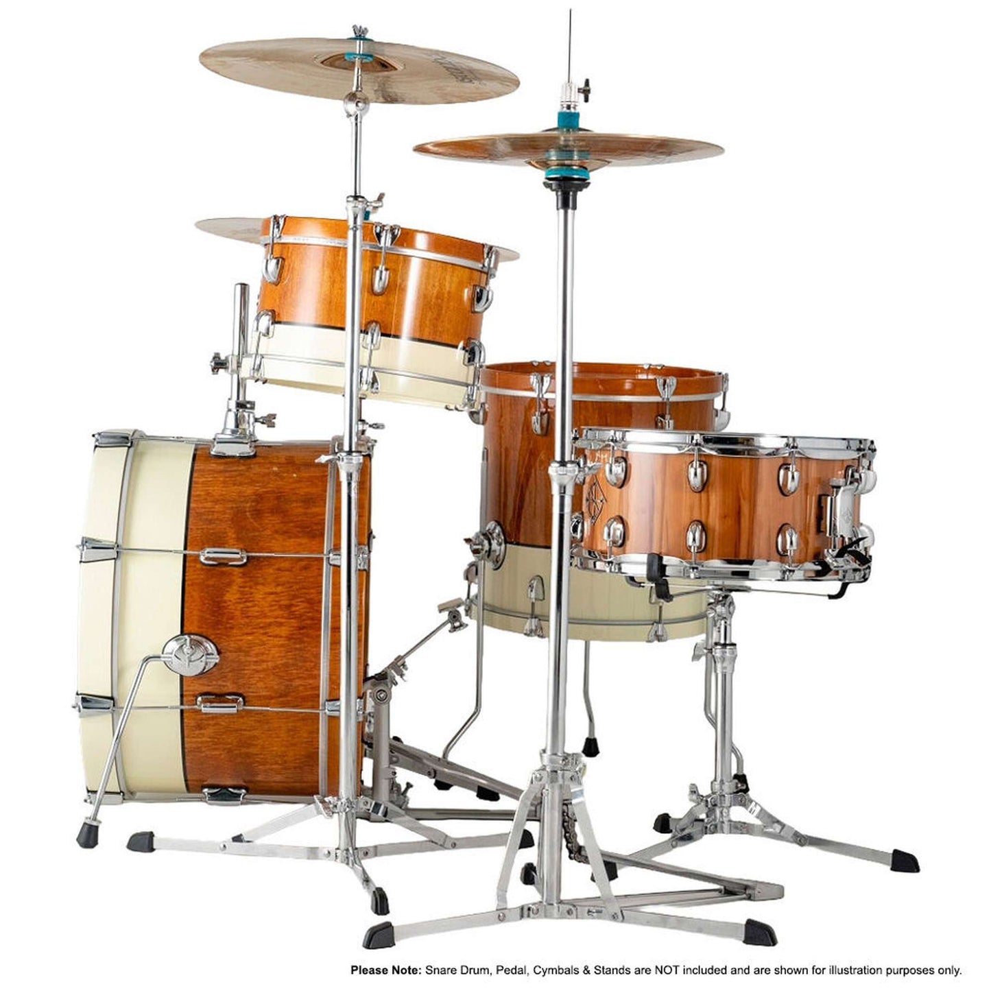 Dixon Little Roomer Select 3-Pce Drum Kit - Brown Natural/Pearl White Finish