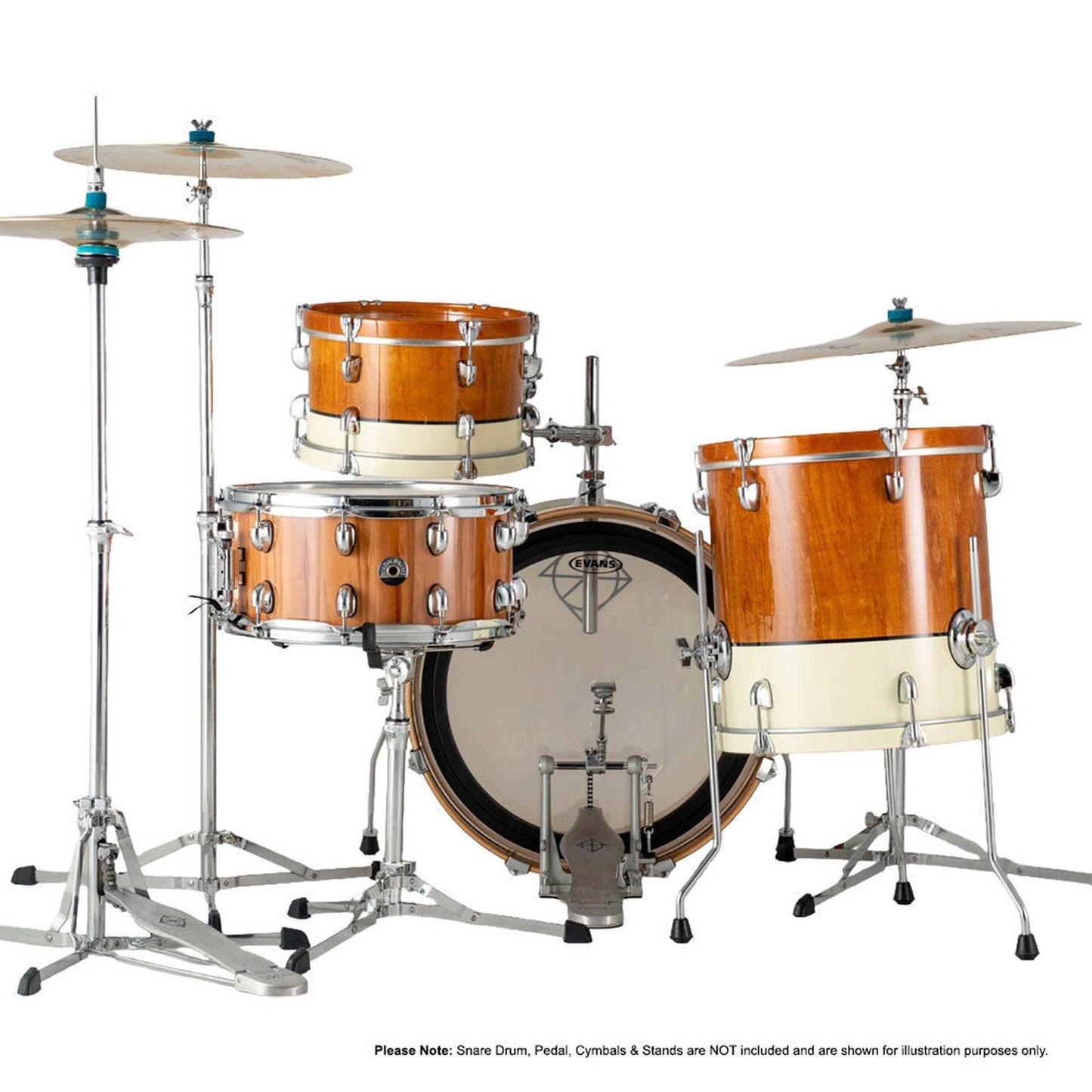 Dixon Little Roomer Select 3-Pce Drum Kit - Brown Natural/Pearl White Finish