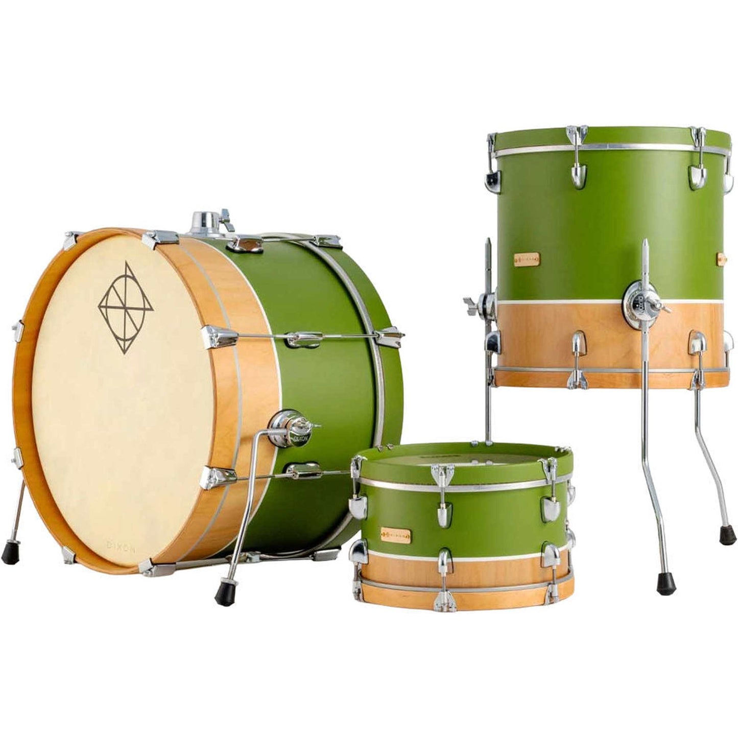 Dixon Little Roomer Select 3-Pce Drum Kit - Natural/Satin Military Green Finish