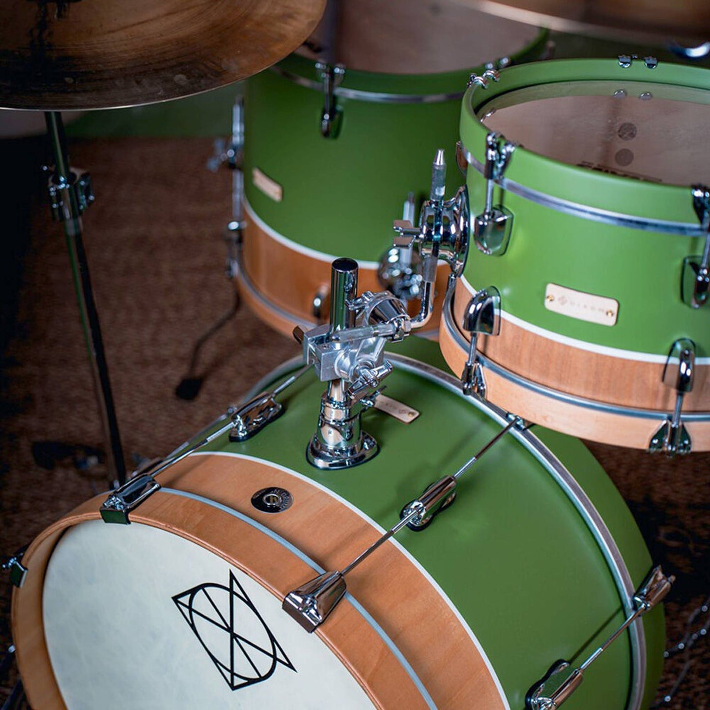Dixon Little Roomer Select 3-Pce Drum Kit - Natural/Satin Military Green Finish