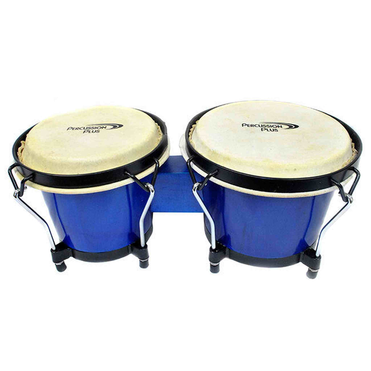 Percussion Plus 6 & 6-3/4" Wooden Bongos in Gloss Blue Lacquer Finish