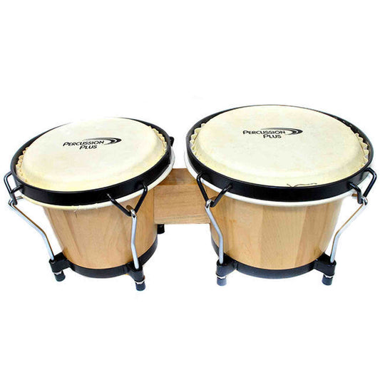 Percussion Plus 6 & 6-3/4" Wooden Bongos - Gloss Natural