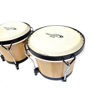 Percussion Plus 6 & 6-3/4" Wooden Bongos W/bAG - Gloss Natural