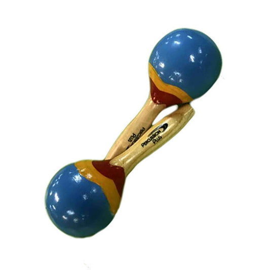Percussion Plus Wooden Mini Maracas in Blue & Patterned Finish