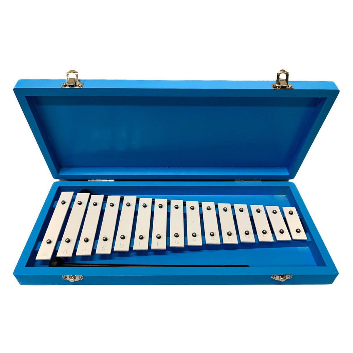 Percussion Plus 15-Note Glockenspiel in Blue Wooden Case