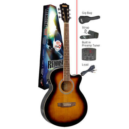 REDDING RGC51PCETS Grand Concert Acoustic Electric Guitar Pack - Sunburst