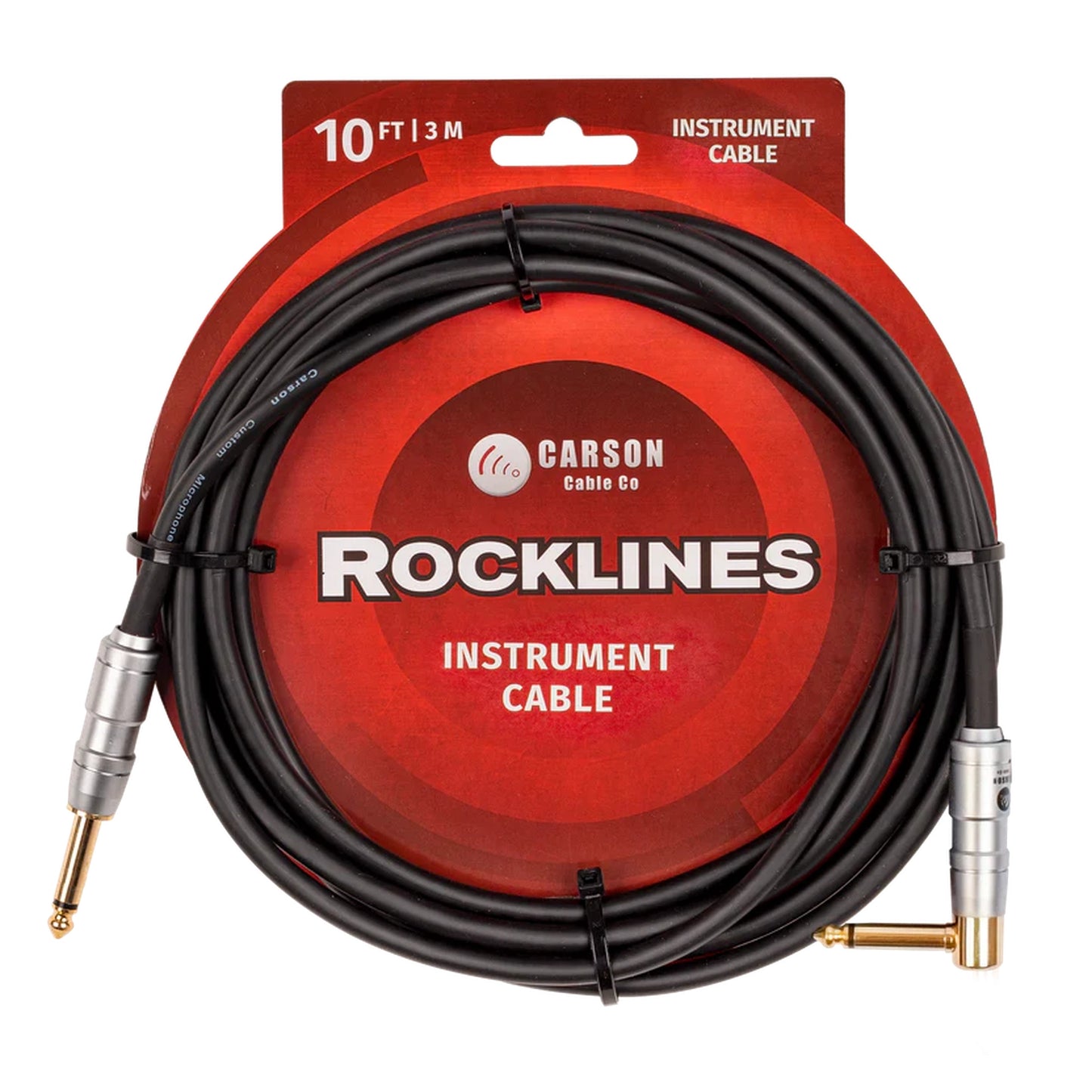 Carson ROK10SL Rocklines Straight to R/A Guitar Cable - 10ft