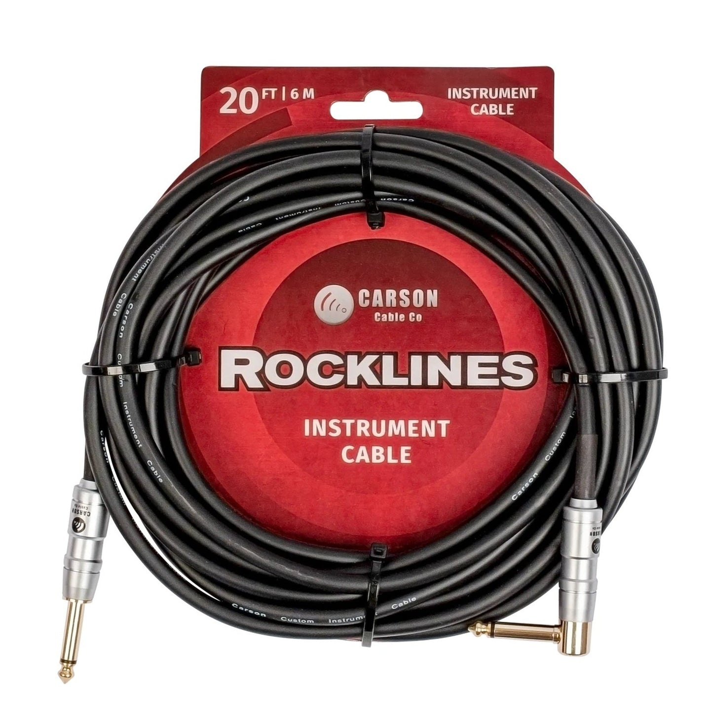 Carson ROK20SL Rocklines Straight to R/A Guitar Cable - 20ft