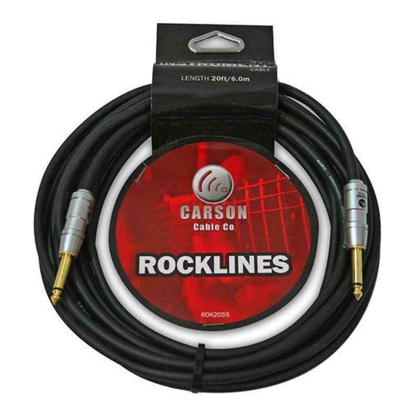Carson ROK20SS Rocklines Straight to Straight Guitar Cable - 20ft