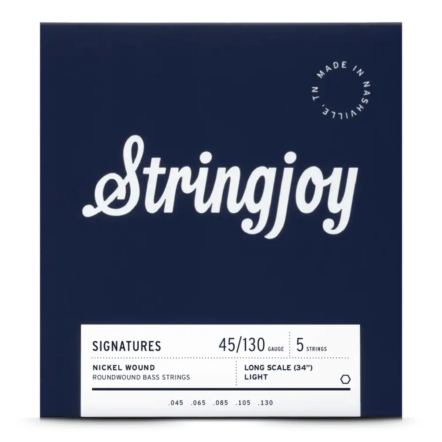 Stringjoy Light Gauge (45-130) 5 String Long Scale Nickel Wound Bass Guitar Strings - STRINGS - [shop-name]