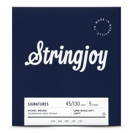Stringjoy Light Gauge (45-130) 5 String Long Scale Nickel Wound Bass Guitar Strings - STRINGS - [shop-name]