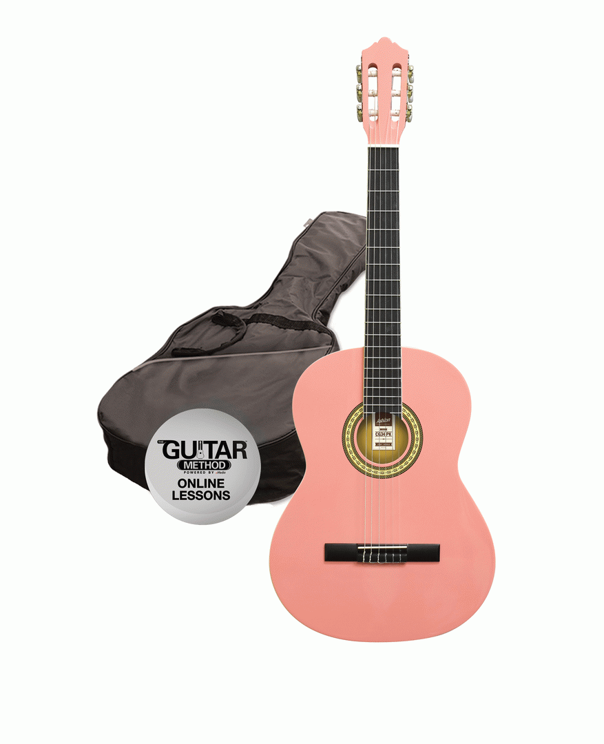 Ashton SPCG14 PK 1/4 Size Classical Guitar Pack - Pink