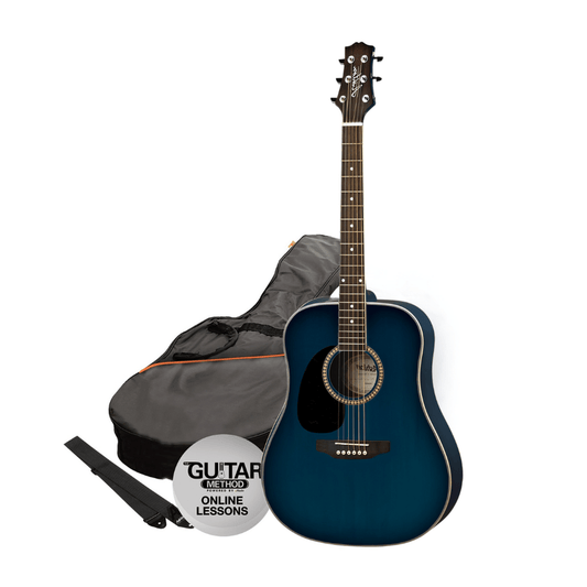 Ashton SPD25L TBB Left Handed Acoustic Guitar Starter Pack - Blue