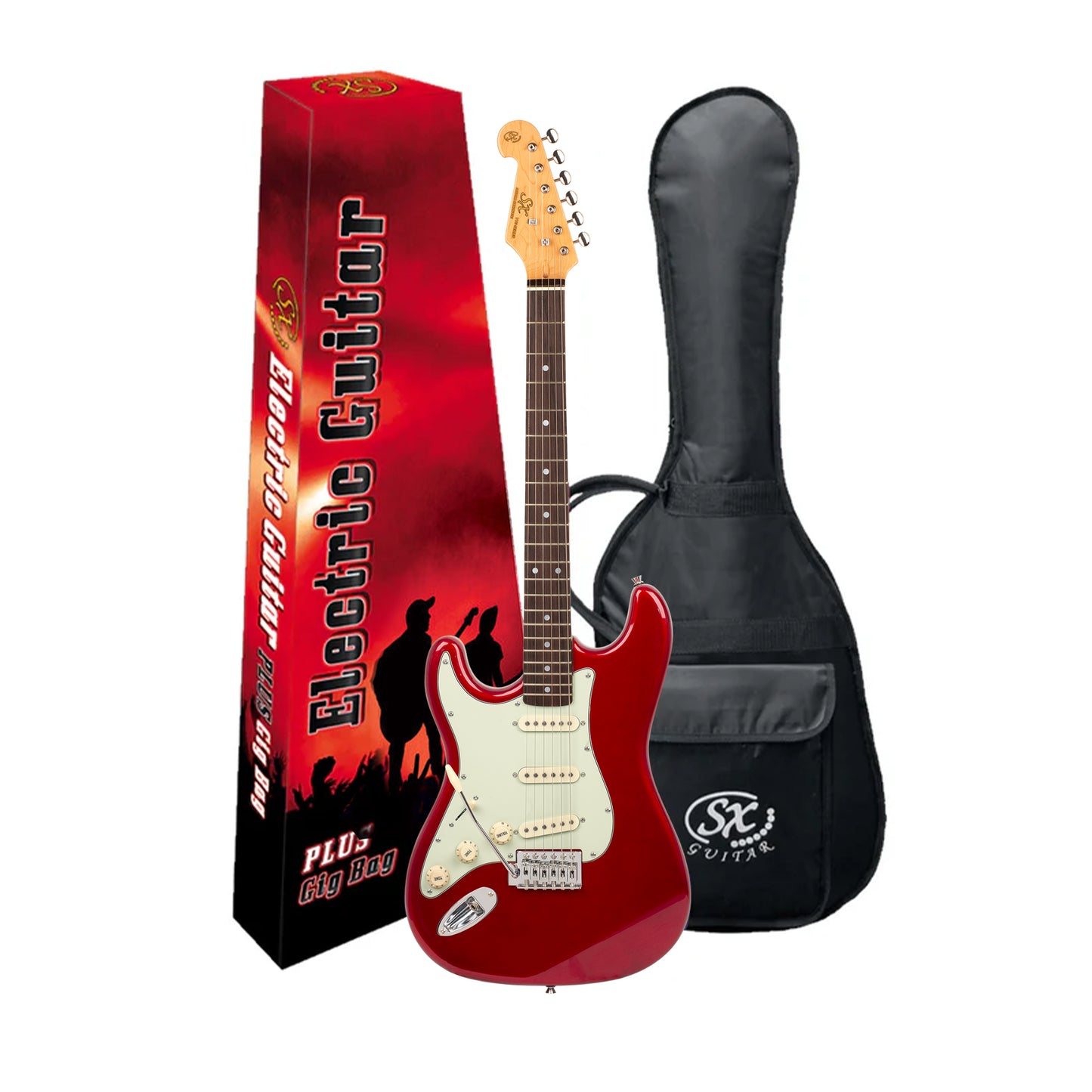 SX Vintage Style Left Handed Electric Guitar - Candy Apple Red
