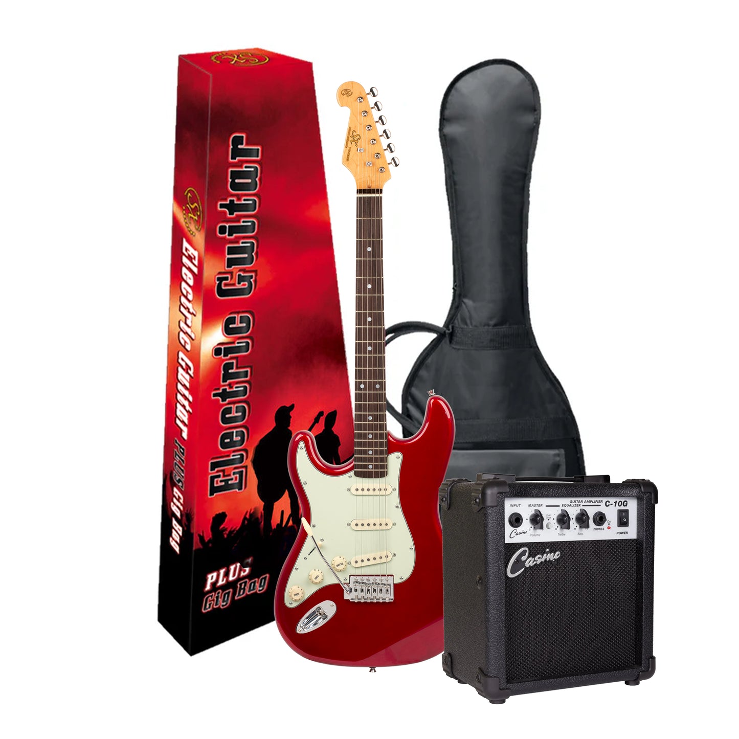 SX Vintage Style Left Handed Electric Pack - Candy Apple Red