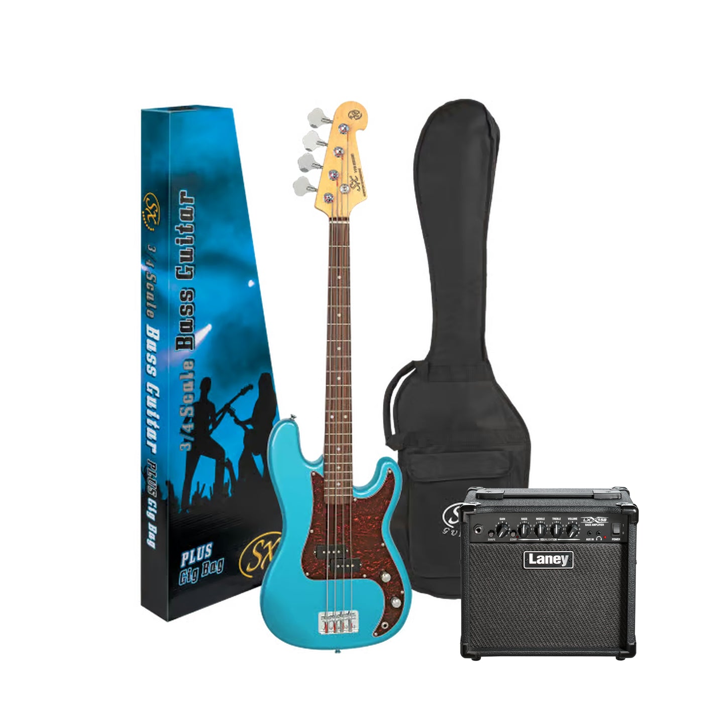 SX VEP34LPB 3/4 Vintage Style Bass Pack - Lake Pacid Blue