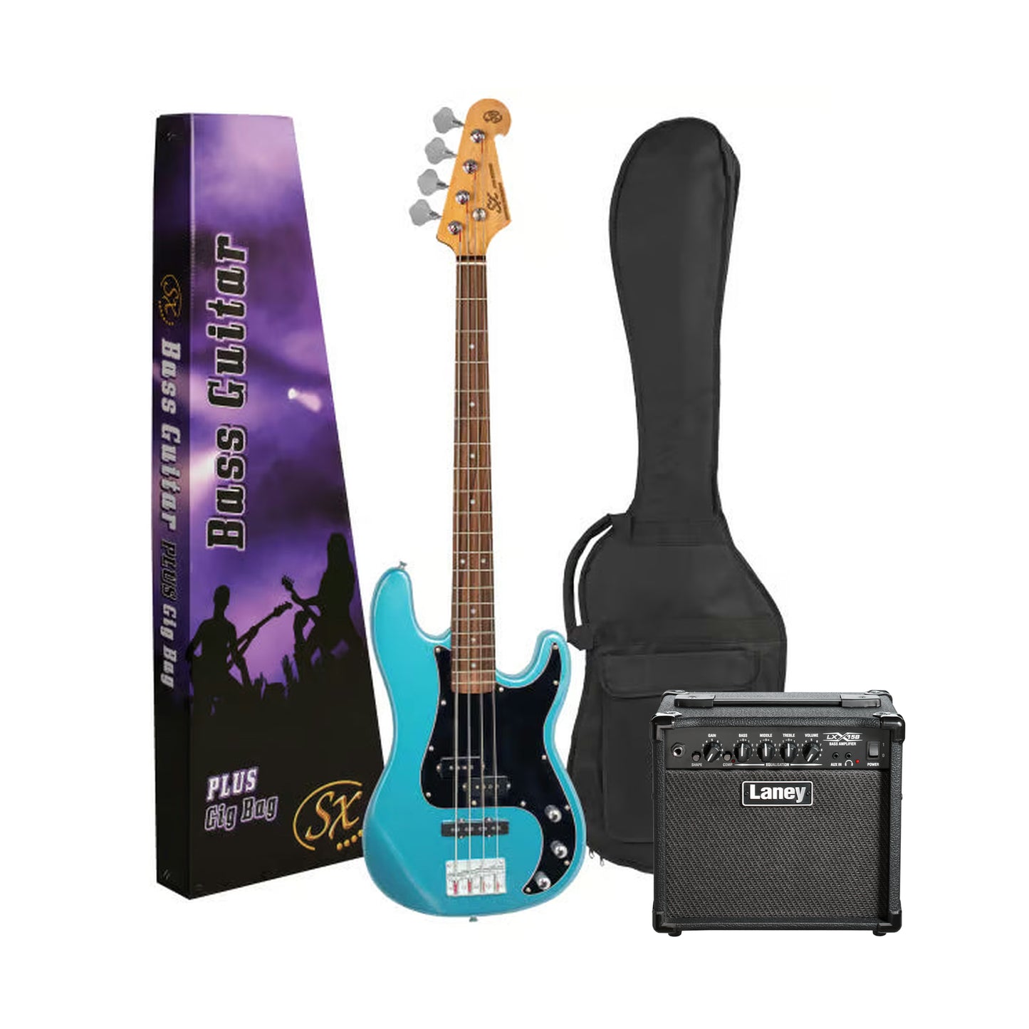 SX VEP62LPB Vintage Style P Bass Pack - Lake Placid Blue