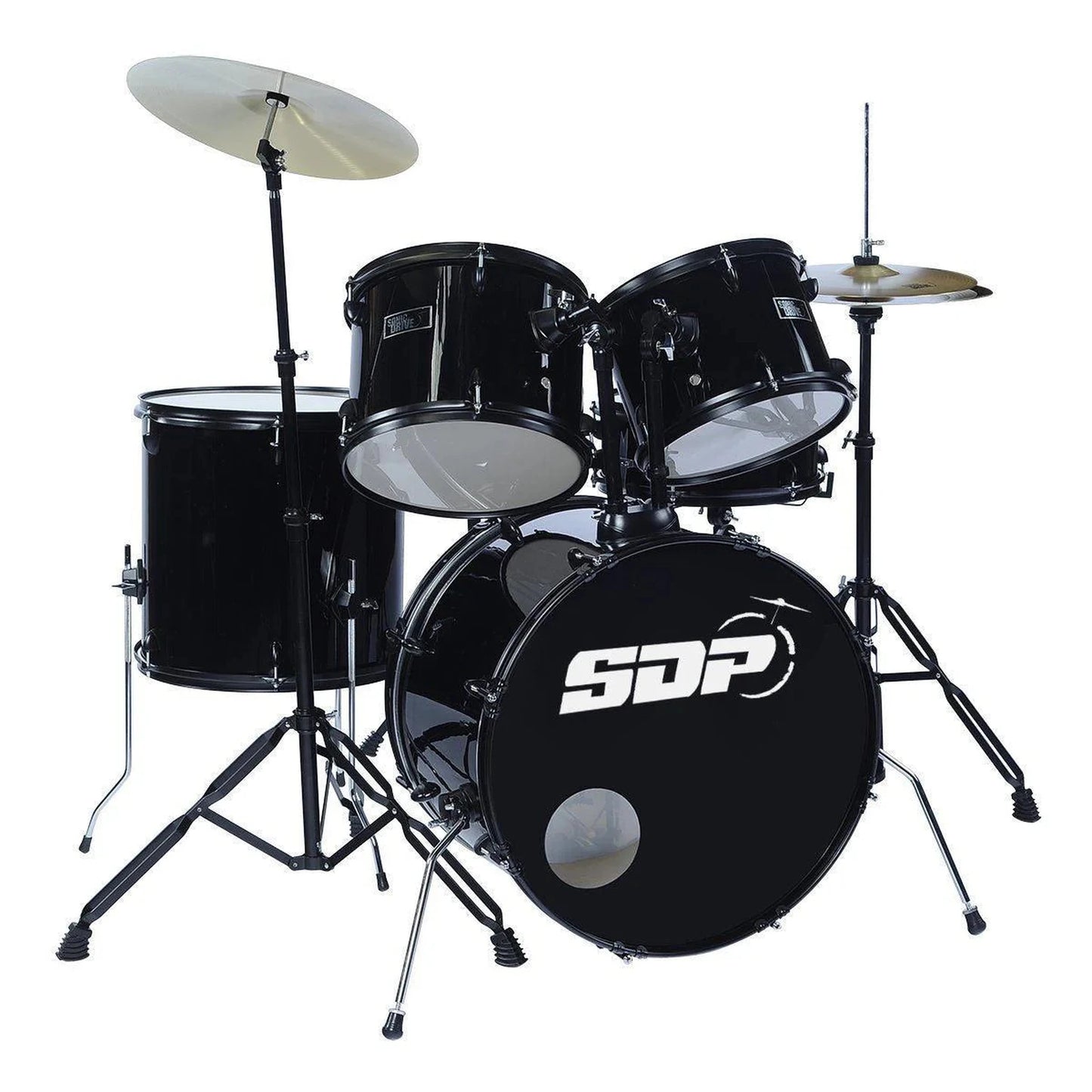 Sonic Drive 5-Piece Rock Drum Kit (W/ Matte Black Hardware) - Black - ACOUSTIC DRUMS - [shop-name]