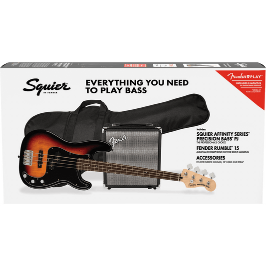 Squier Affinity Series PJ Bass Pack Sunburst from Joondalup Music Centre