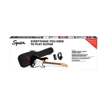 Squier Affinity Series Stratocaster Mustang Micro Pack Laurel Fingerboard with Gig Bag - Black from Joondalup Music Centre 2