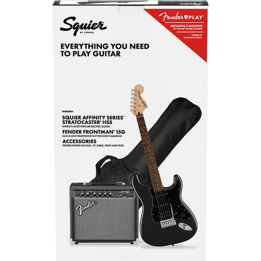 Squier Affinity Stratocaster HSS Electric Guitar Pack - Charcoal Frost Metallic from Joondalup Music Centre