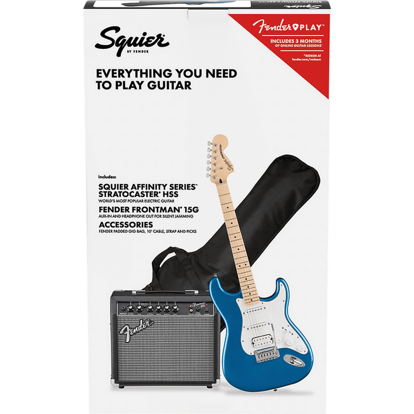 Squier Affinity Stratocaster HSS Electric Guitar Pack - Lake Placid Blue from Joondalup Music Centre