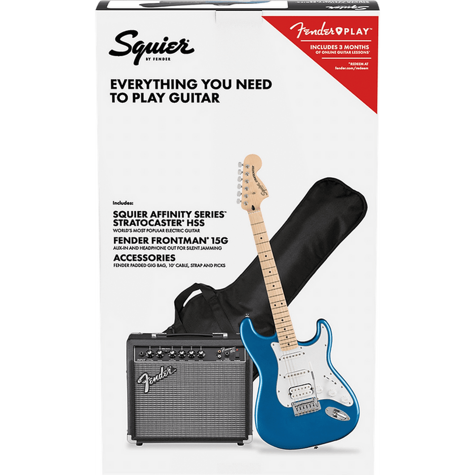 Squier Affinity Stratocaster HSS Electric Guitar Pack - Lake Placid Blue from Joondalup Music Centre