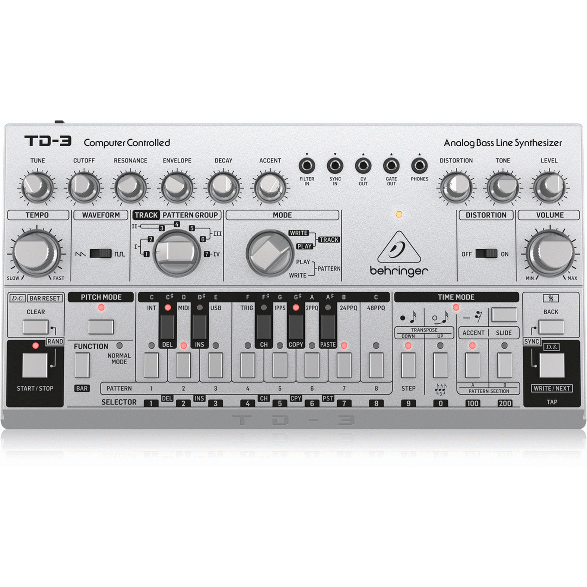 Behringer TD3 Analog Bass Line Synthesizer - Silver-SYNTHERSIZERS-Joondalup Music Centre