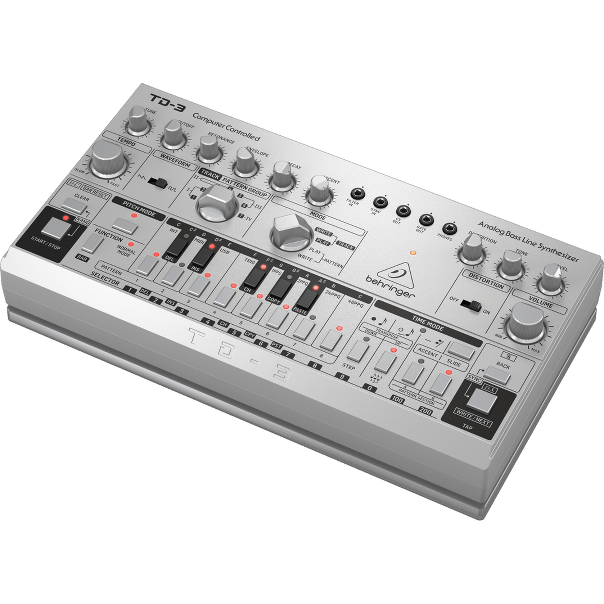 Behringer TD3 Analog Bass Line Synthesizer - Silver-SYNTHERSIZERS-Joondalup Music Centre