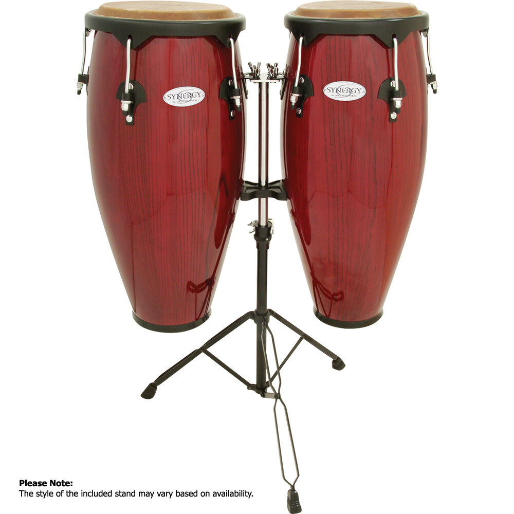 Toca 10 & 11" Synergy Series Wooden Conga Set in Rio Red with Stand