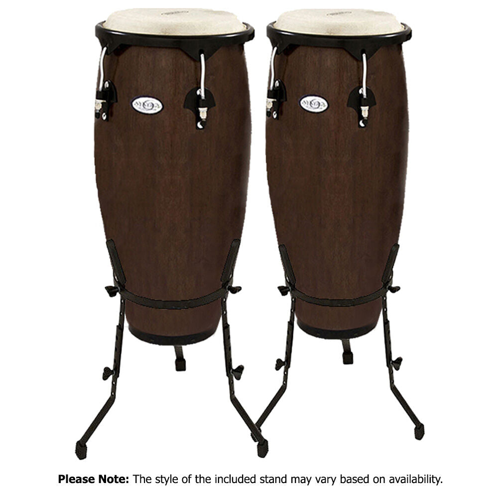 Toca 10 & 11" Synergy Series Wooden Conga Set in Tobacco Finish with Stand
