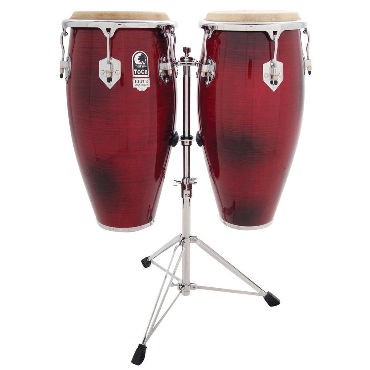 Toca 11 & 11"-3/4" Elite Pro Series Wooden Conga Set - Crimson Fade