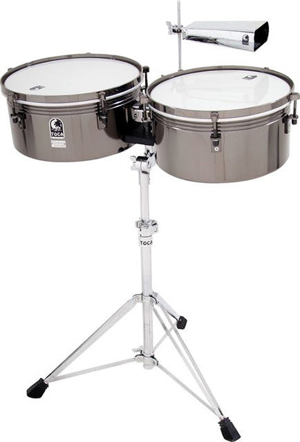 Toca Custom Deluxe Series Timbale Set - Black Chrome