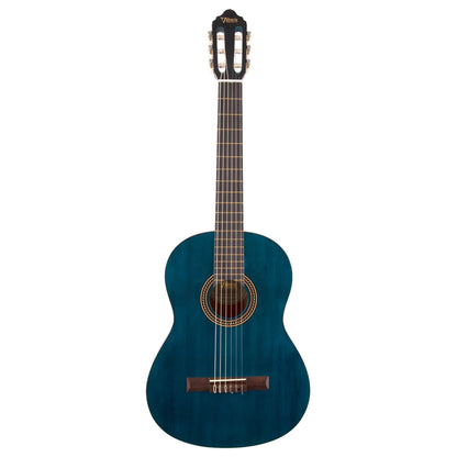 Valencia VC204TBU 4/4 Classical Guitar - Transparent Blue