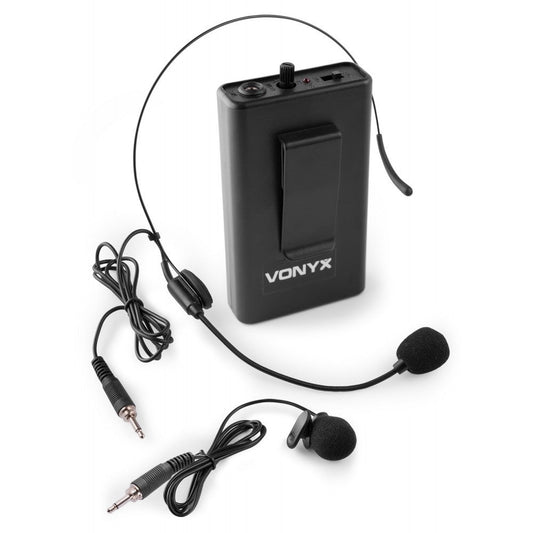 Vonyx BP10 Bodypack with Headset and Lapel Microphone from Joondalup Music Centre