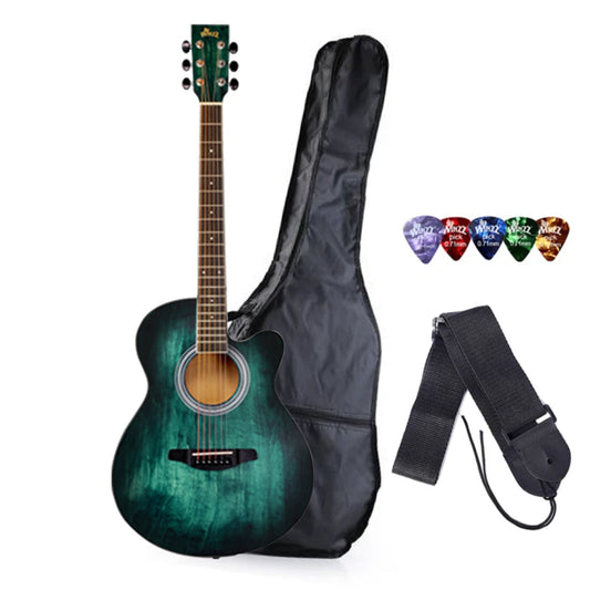 Winzz Smaller Body Acoustic w/Pickup Guitar Pack - Blue Fade