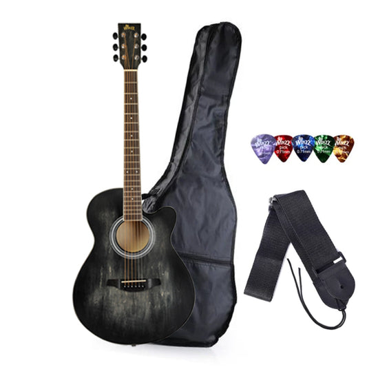 Winzz Smaller Body Acoustic W/pickup Guitar Pack - Black Fade