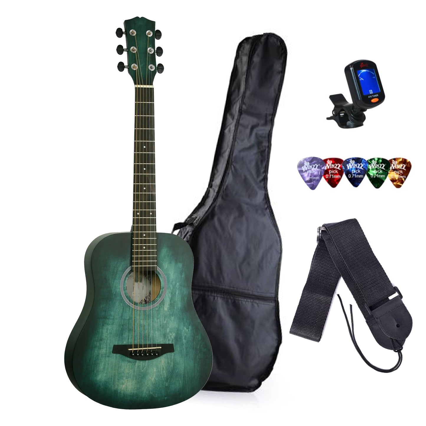 Winzz Traveller Mini Acoustic Guitar Pack - Blue Fade