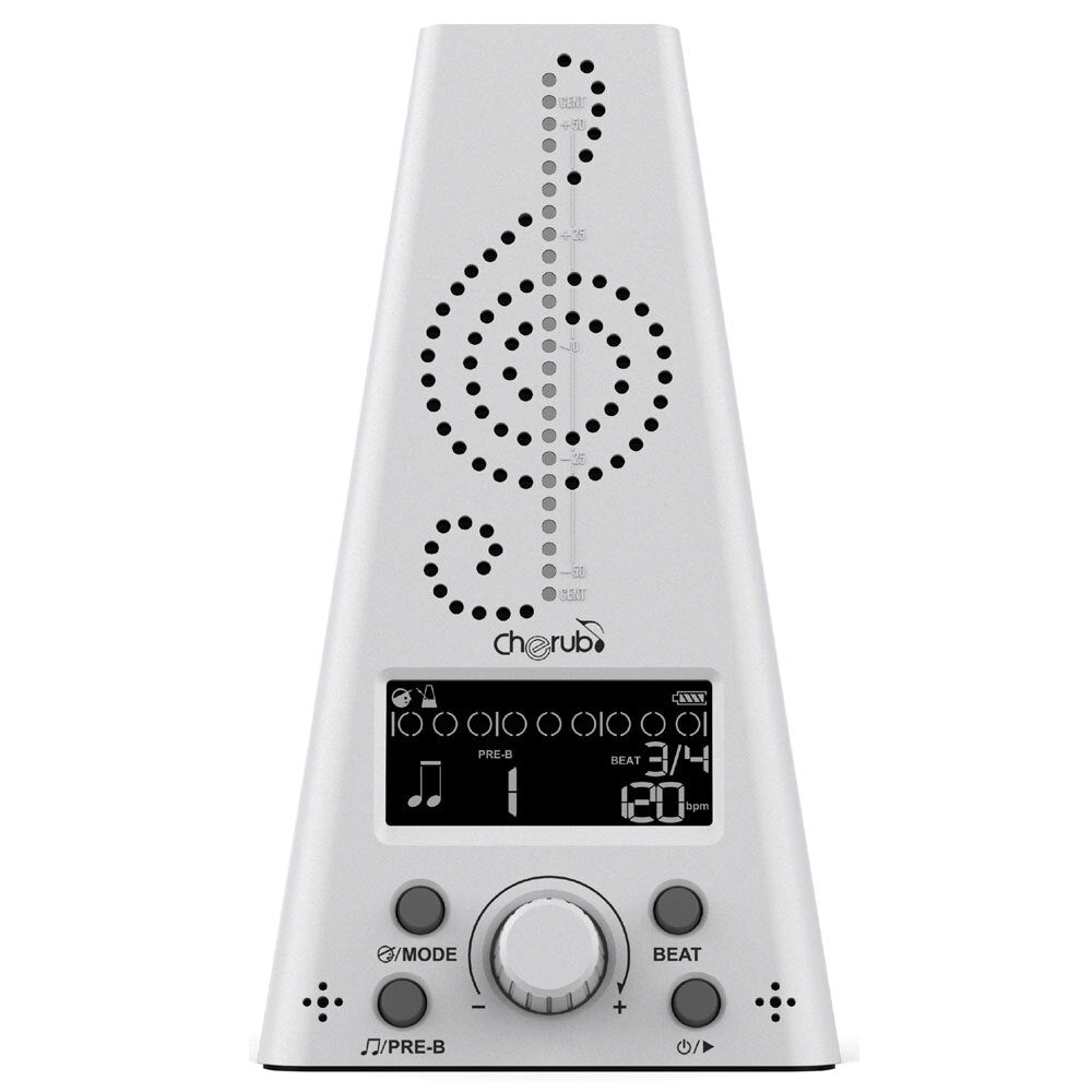 Cherub Rechargeable Digital Metronome & Tuner - White