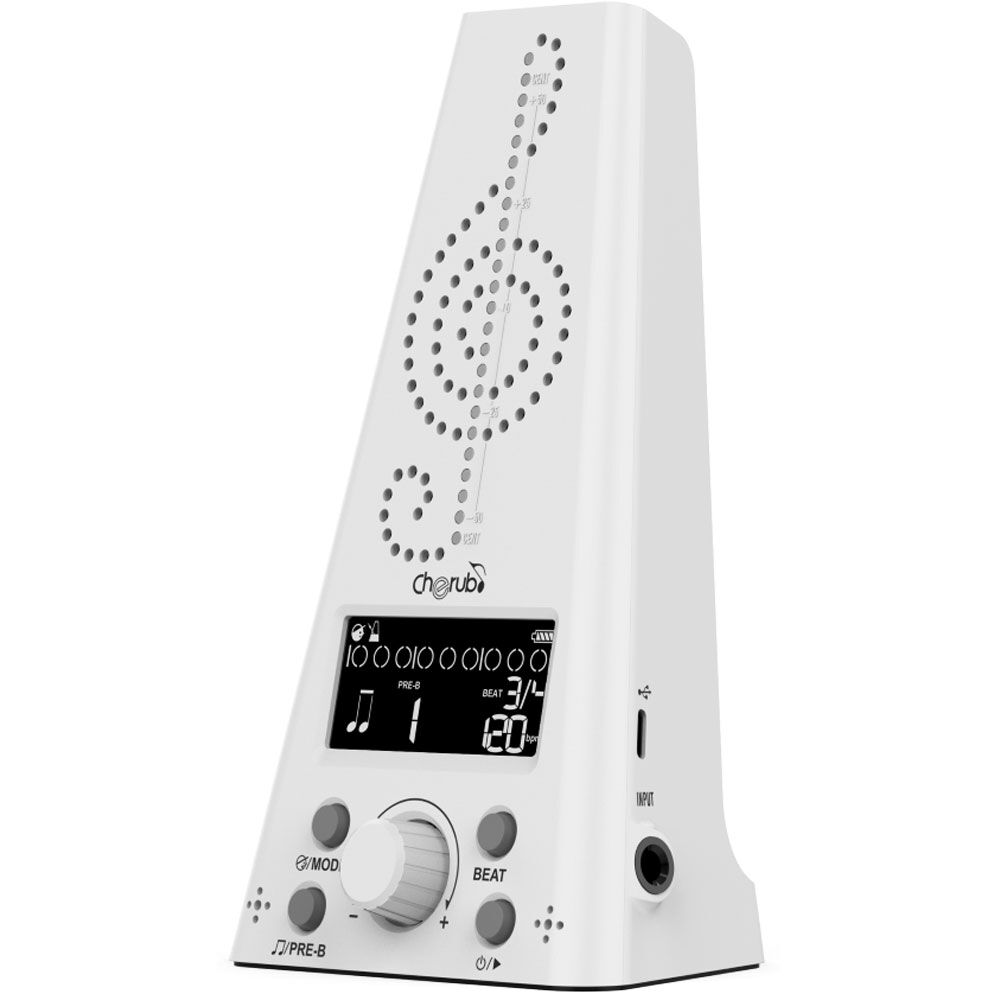 Cherub Rechargeable Digital Metronome & Tuner - White
