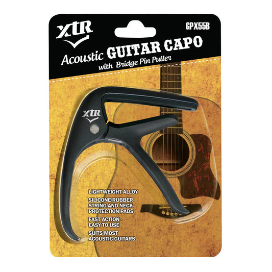 XTR - GPX55B Acoustic Guitar Capo W/Bridge Pin Puller