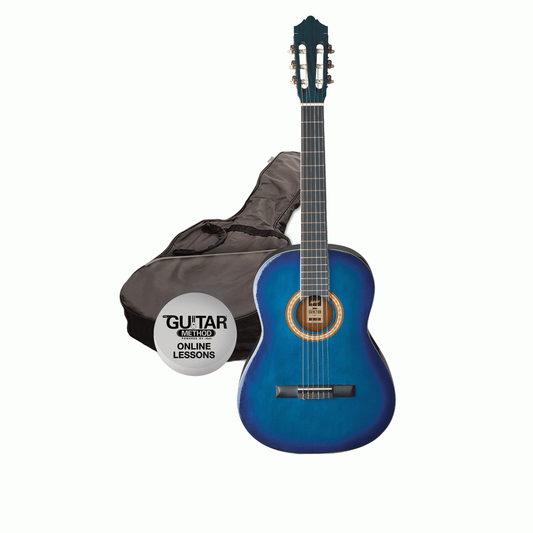Ashton CG44TBB 4/4 Size Classical Guitar Pack - Transparent Blue Burst - Joondalup Music Centre
