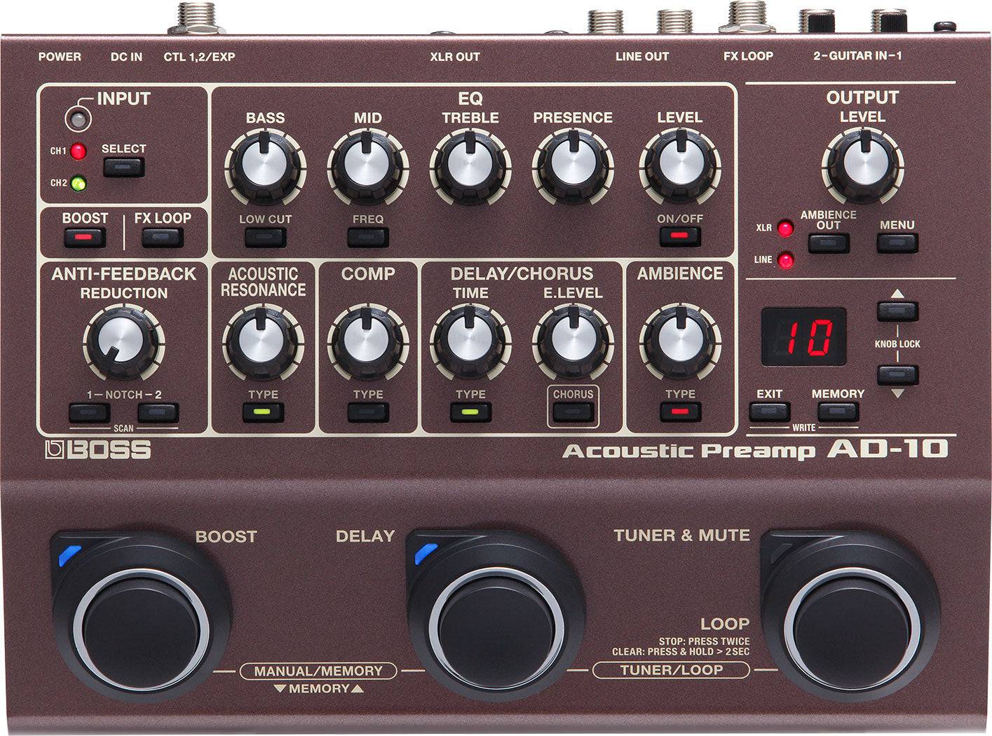 Boss AD-10 Acoustic Preamp Effects Pedal - Joondalup Music Centre