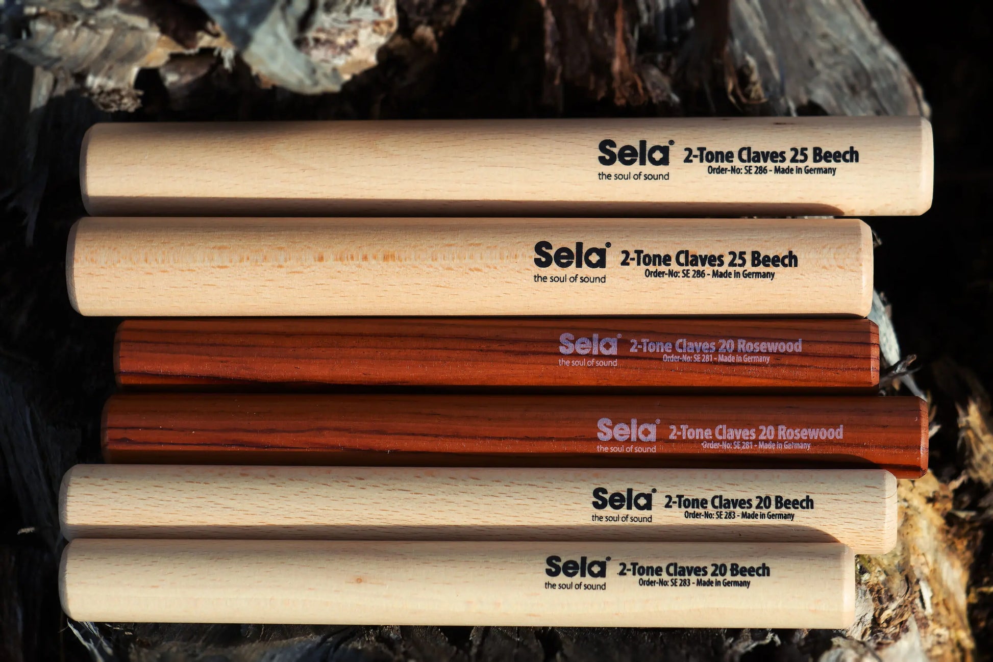 Sela SE283 2-Tone Beech Claves - 20mm - PERCUSSION - [shop-name]