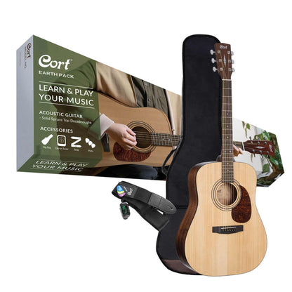 Cort Earth Acoustic Guitar Pack - Open Pore Natural