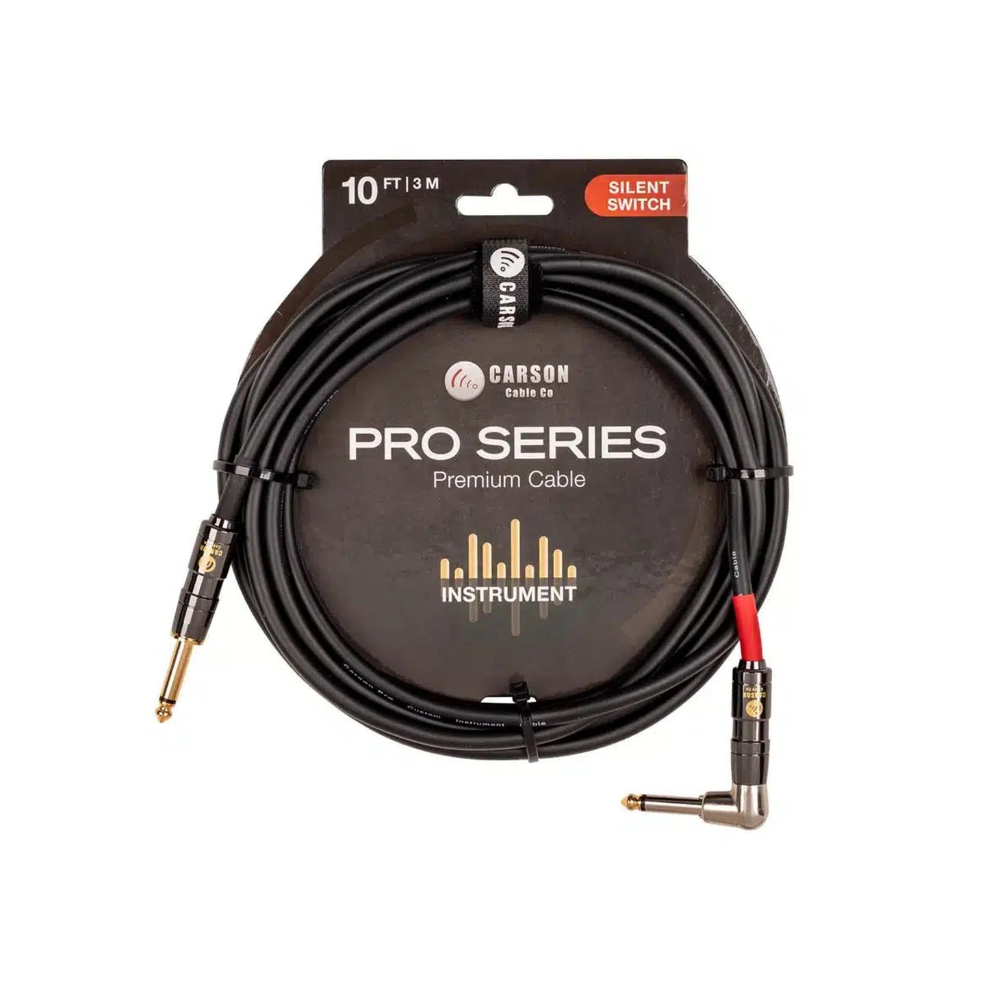 Carson CSW10SL Pro Series Silent Switch Instrument Cable w/ Right Angled Plug - 10ft