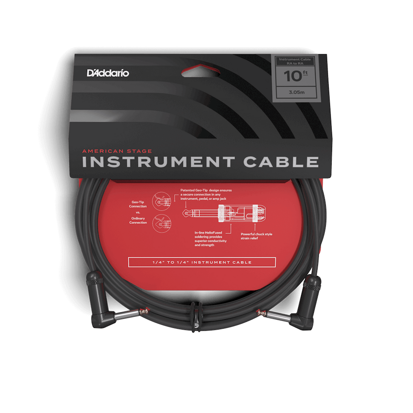 DADDARIO PLANET WAVES AMERICAN STAGE RIGHT ANGLE/RIGHT ANGLE INSTRUMENT CABLE 3M - Joondalup Music Centre
